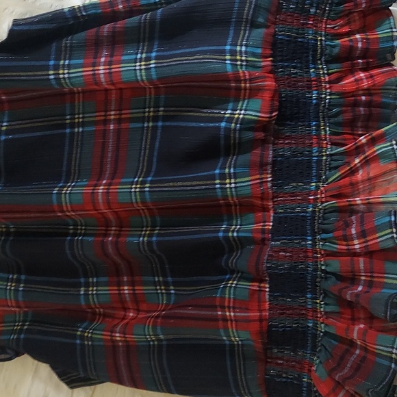 J Crew Sleeveless  Mockneck Tartan Print Ruffle Top Sz 2 - Picture 13 of 14